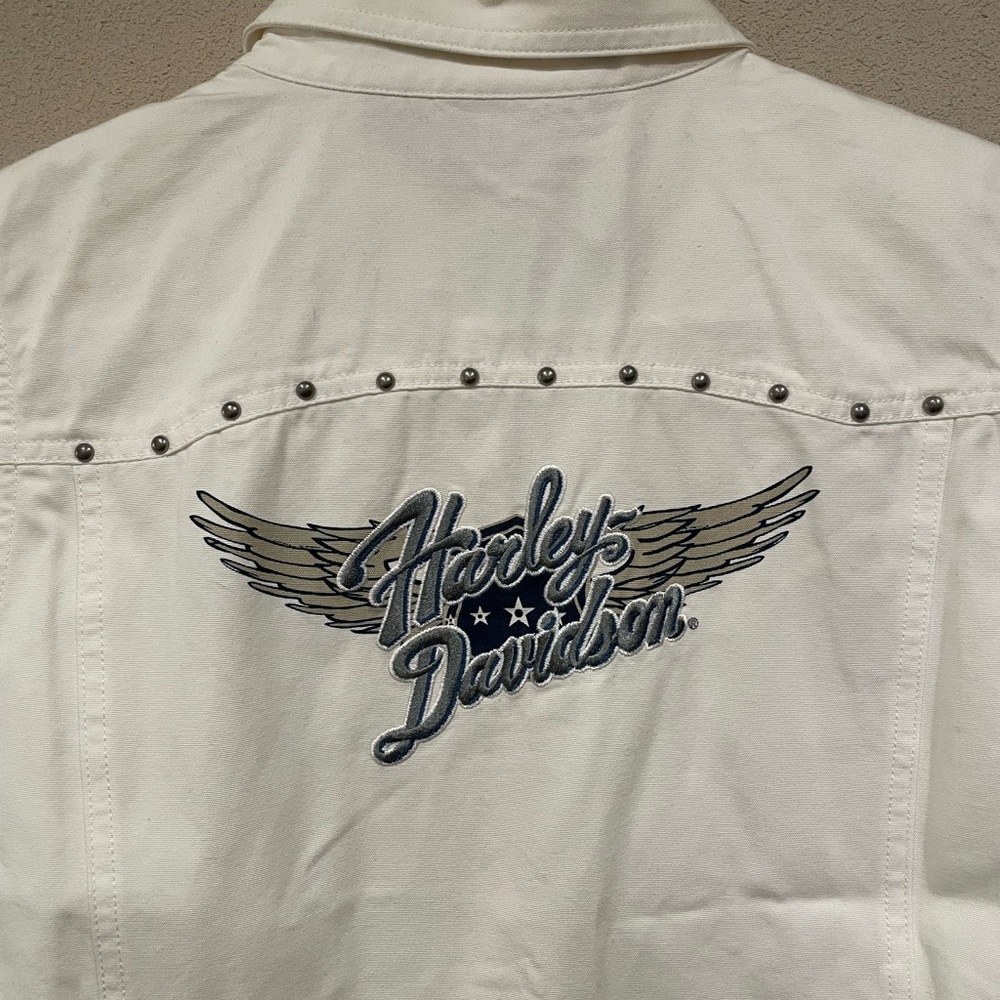 Harley-Davidson Cream Embroidered Shirt - Picture 5 of 5